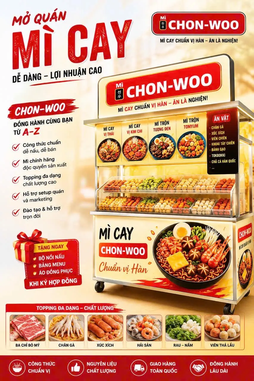 Poster mở quán mì cay Chon-Woo